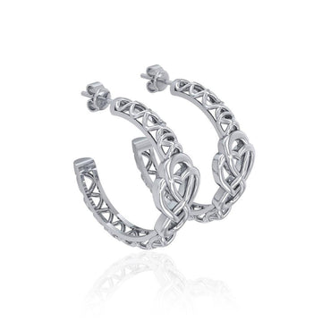 Celtic Knot Silver Hoop Post Earrings TER1680 - Jewelry